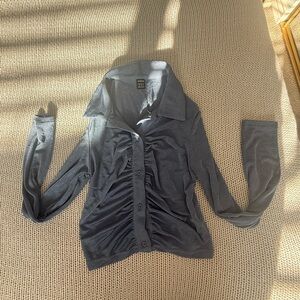 Blue Button-Up Collared Shirt